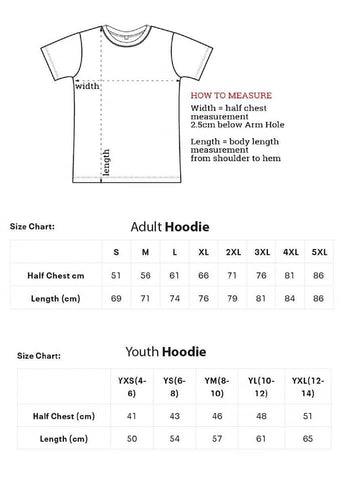 Hoodie Size Chart